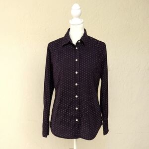 J. Crew Factory Purple and White Polka Dot Button Down Shirt Size Medium